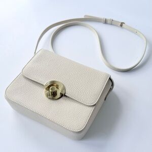 CO Collections Small Box Crossbody / Shoulder Bag in Cream Ivory Leather